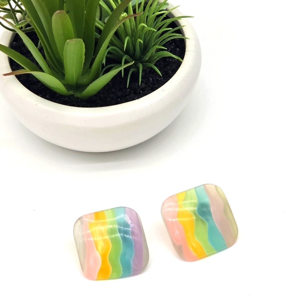 Vintage Retro Lucite Pastel Pierced Earrings Great For Easter!